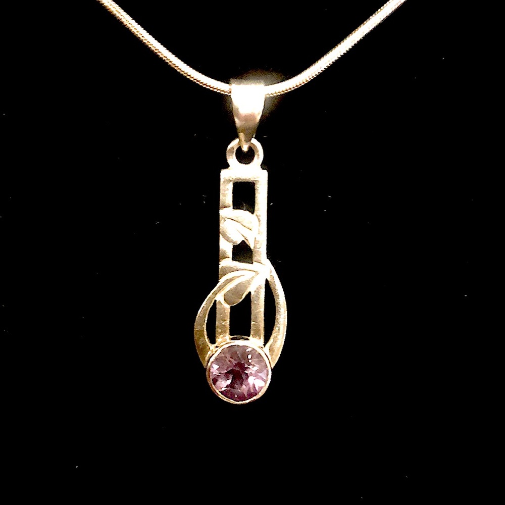 Sterling Amethyst Pendant (with chain)